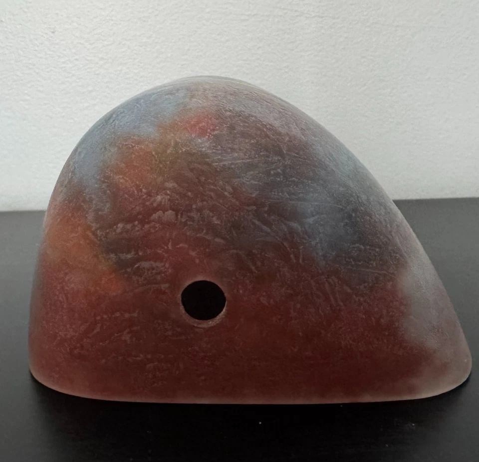 Pantalla de lámpara de vidrio de arte inverso pintada a mano por Ticky - Paisaje de otoño árboles lago Foto 4 de 4