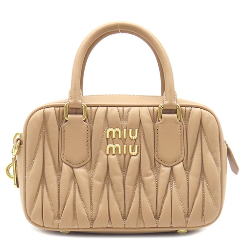 Miu Miu 2WAY bag Arcadi Matelassé Leather Bag Small leather Sand beige Go