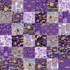 Official Licensed Louisiana State University Cheater Quilt Printed Cotton