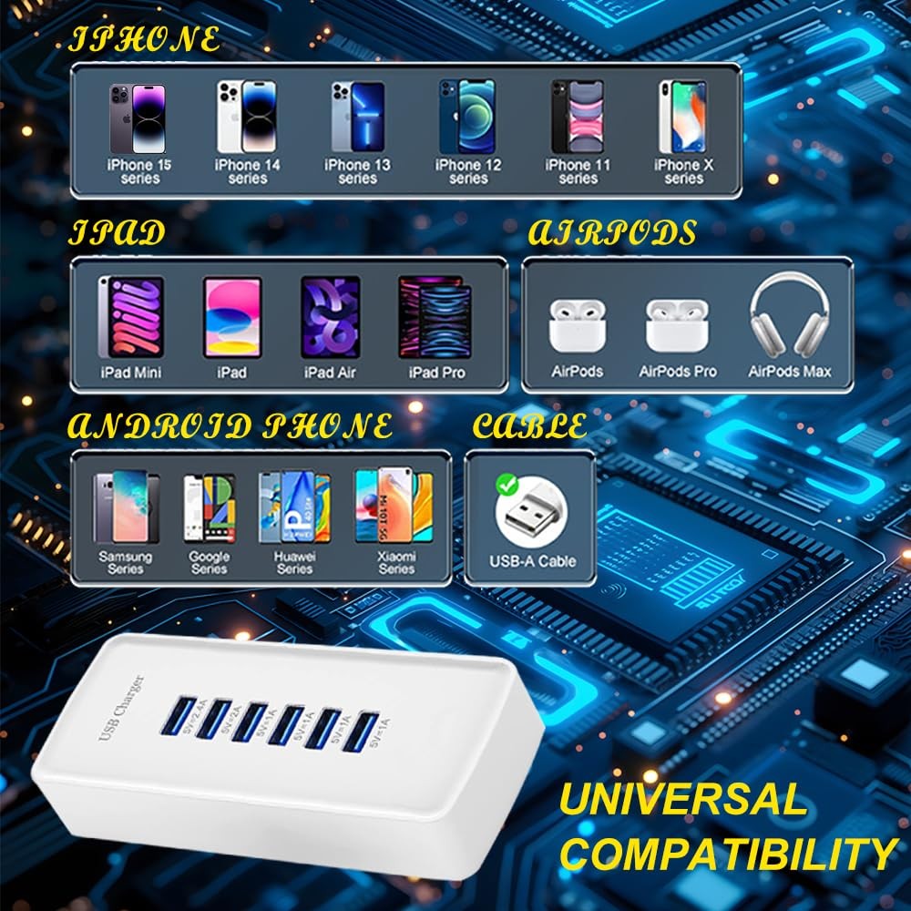 Chargeur Rapide USB Station Multi-Prise Contre l'Encombrement des Câbles