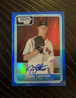 2006 Bowman Chrome Jon Lester Blue Refractor Auto #BC239 RC /150 Cubs Red Sox