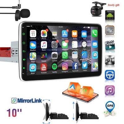 10'' Car Stereo Radio Carplay Android/IOS GPS BT Touch Screen MP5 Single DIN AM