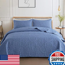 Whale Flotilla Soft Queen Quilt Bedding Set for All Seasons, Vintage Damask Ultr