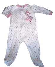 Garanimals 6-9 Mos Pink White Hearts Giraffe Full Zip Footie Sleeper Pajama