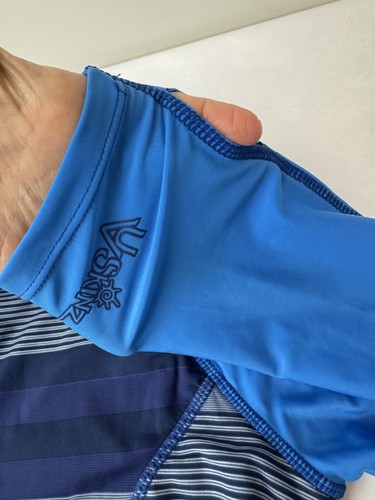NWT UV Skinz UPF 50+ Swimsuit Long Sleeve Blue Stripes Women's Large - Picture 8 of 10