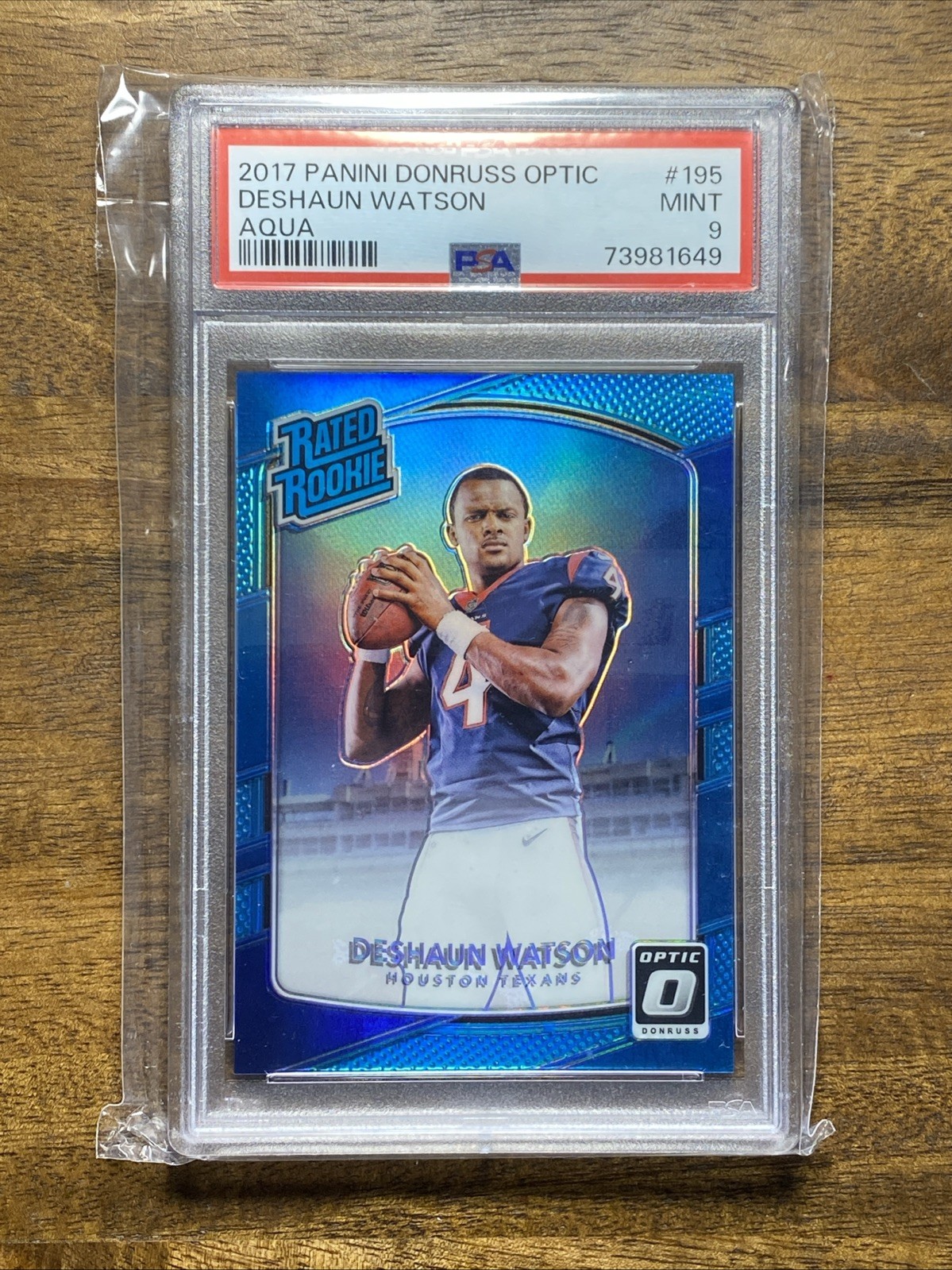 2017 Panini Optic Football  - DeShaun Watson Rated Rookie AQUA  /299 PSA 9 MT RC