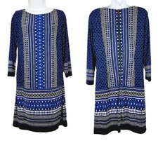 Vince Camuto Shift Dress Womens Size 10 Blue Geo Print NEW