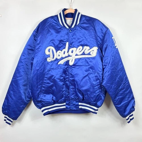 Rare Vintage LA Dodgers Starter Satin Bomber Jacket MLB Blue White XL 90s - product listing photo