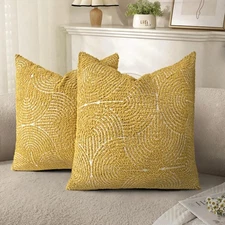 Boho Decorative Textured Throw Pillow Covers 18x18, Organic Modern Mid Centur...