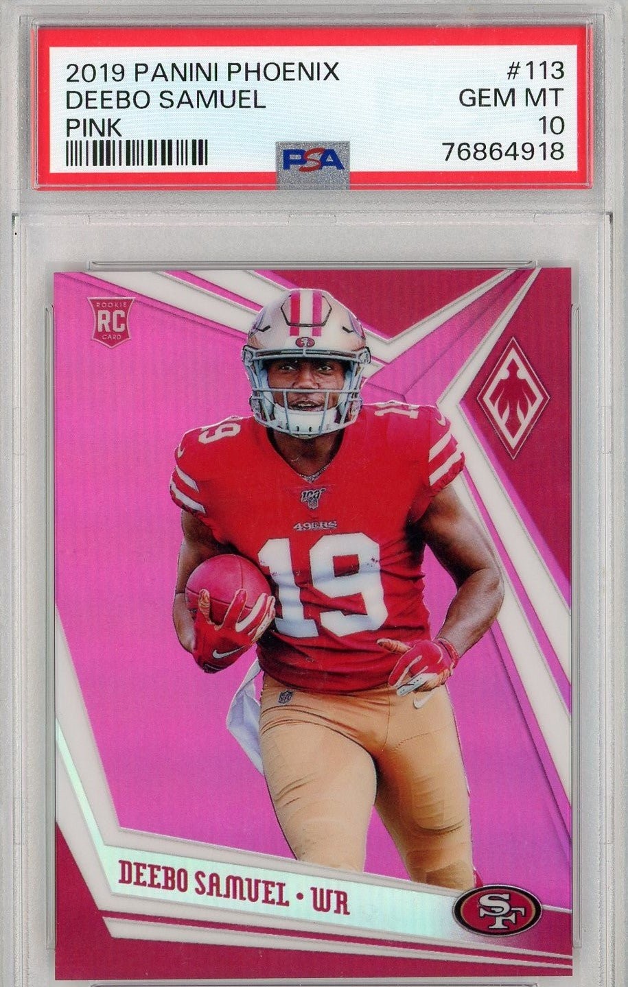 Graded 2019 Panini Phoenix Deebo Samuel #113 Pink Rookie RC Card PSA 10