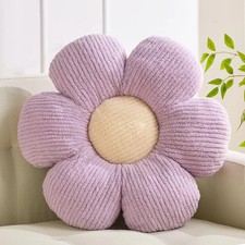 Flower Pillow,Daisy Throw Pillows, Flower Cushion, Purple,15.7Inch  Decorative