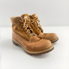 Timberland Men  s Brown Leather Lace-Up Ankle Boots Round Toe Rubber Sole 8.5
