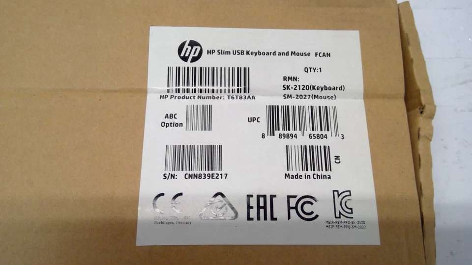 HP Slim USB Wired Keyboard & Mouse Combo – T6T83AA SK-2120/SM-2027 - Image 4 of 4