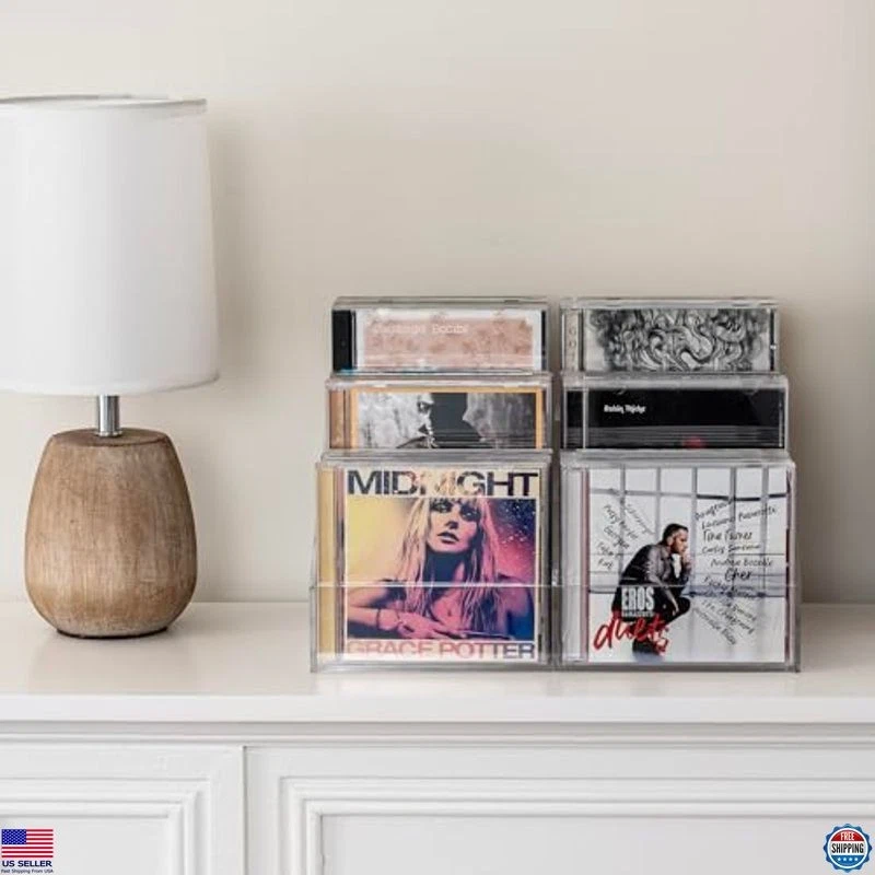 MyGift 3-Tier Clear Acrylic CD Storage Rack - Tabletop Organizer for 36 Cases - Image 4 of 4