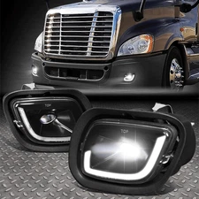 FOR 08-17 FREIGHTLINER CASCADIA 3D DRL FULL LED PROJECTOR FOG LIGHT LAMPS BLACK