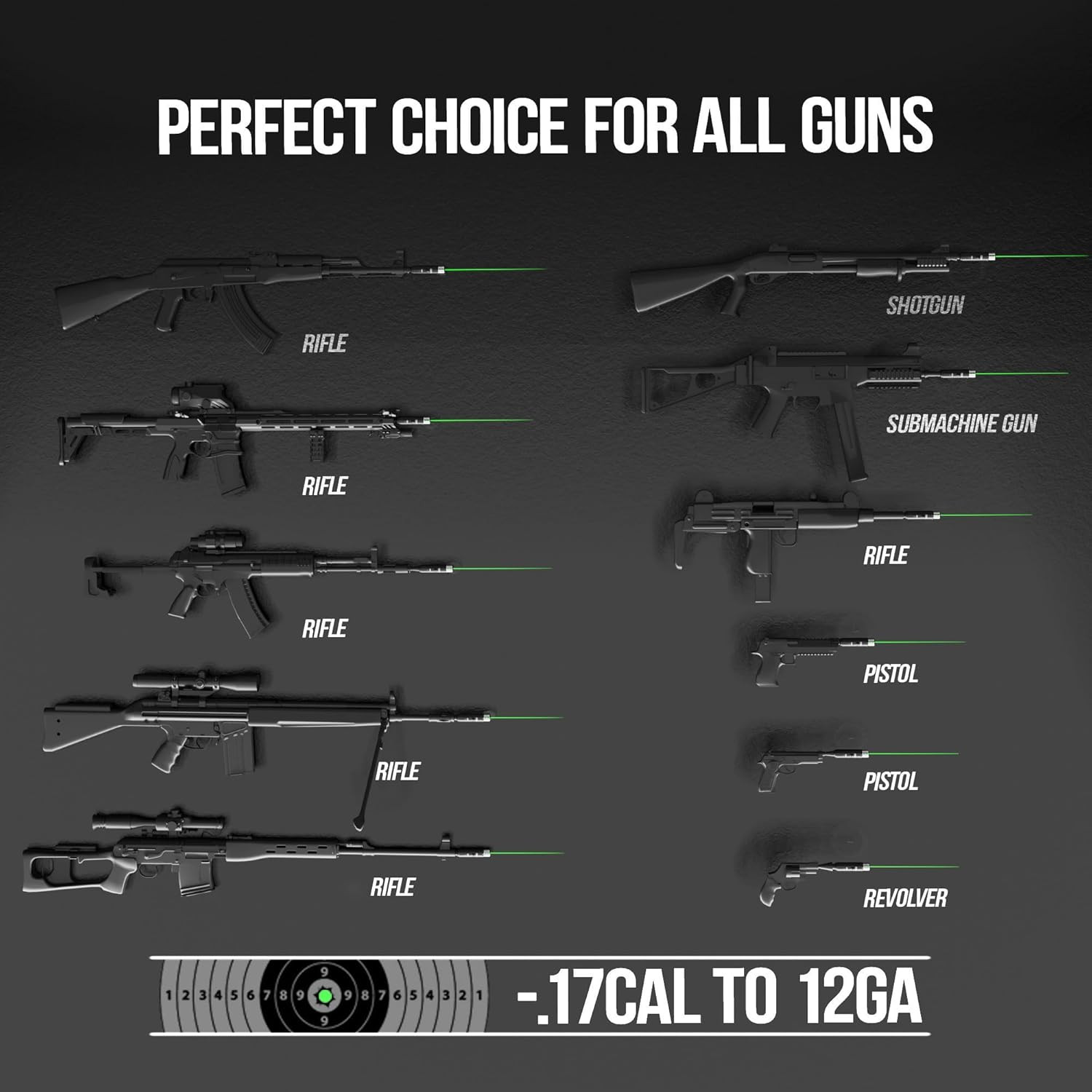 Tool-Free Laser Bore Sight Kit : Green Laser Bore Sighter with 64 Upgraded Adapt
