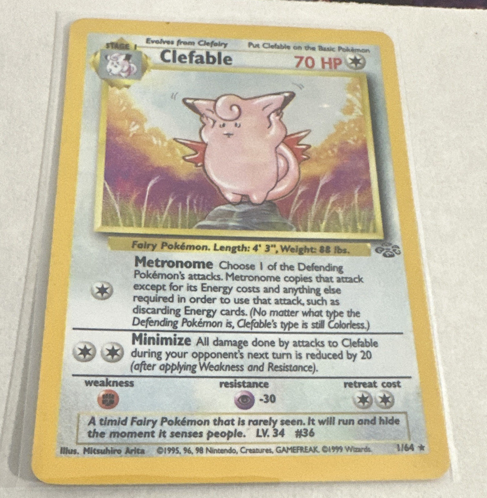 Wizards of the Coast Clefable 01/64 Jungle Holo Rare Unlimited English 1999