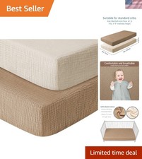 Muslin Crib Sheets for Boys Girls 100 Cotton Fitted Baby Crib Sheet 2 Pack S...