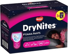 Huggies DryNites Pyjama Pants Girls 4-7 Years | Night Nappies | 30 Pack 0.47 per nappy