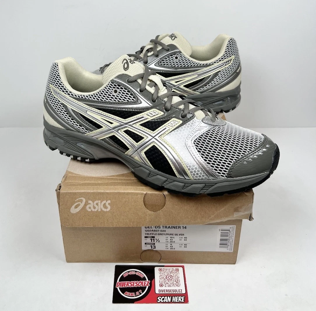 Taglia 11 5 ASICS Gel DS Trainer 14 Grigio Tartufo? INDOSSATO UNA VOLTA!
