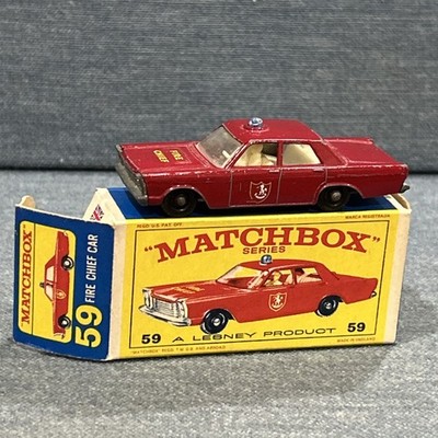 Matchbox No. 59 Ford Galaxie Fire Chief Car with Original Box