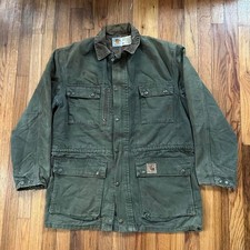 Vintage Carhartt Chore Coat Green Blanket Lined Workwear Streetwear size M