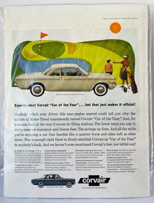 1960 Chevrolet Corvair Print Magazine Ad Car of the Year Saturday Evening Post