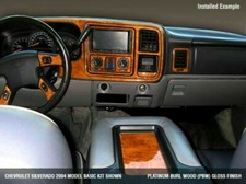 Chevrolet Silverado Fit 1999 -2002 Interior Abs Platinum Burl Wood Dash Trim Kit