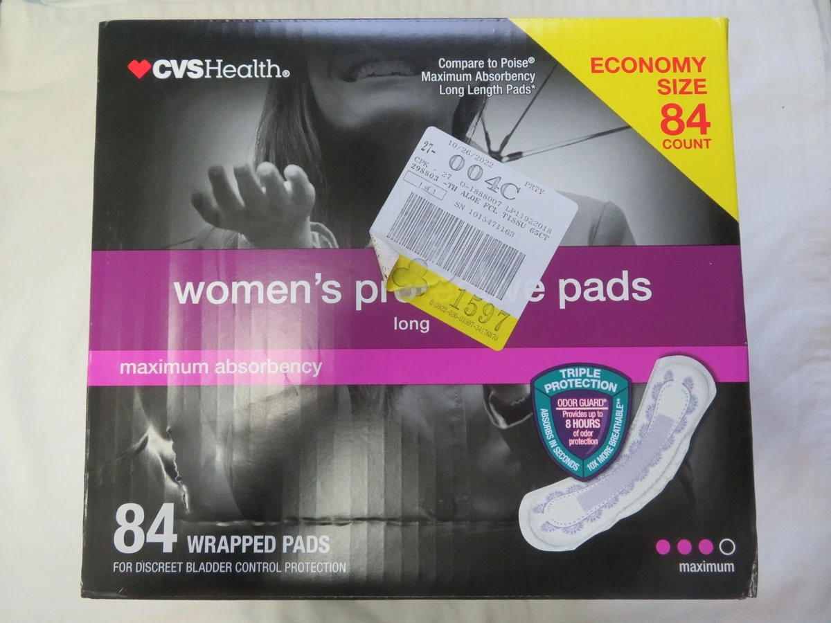 CVS Health Women's Protective Pads Long 84 Wrapped Pads Maximum Absorbency  | eBay