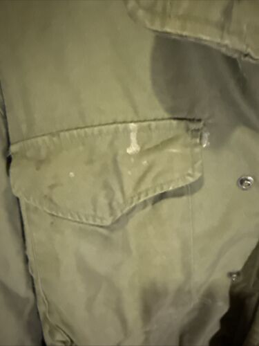 Vintage 60s Vietnam M65 Field Jacket OG-107 Military Sateen Scovill Small Hooded - Picture 5 of 18