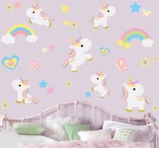 Pretty Colourful Unicorns & Stars Pack of 30 Girls Bedroom Nursery