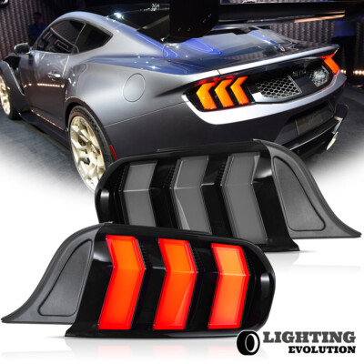 LED Tail Lights For 2015-2022 Ford Mustang 5 Multi Mode Grey Lens Upgrade Pair