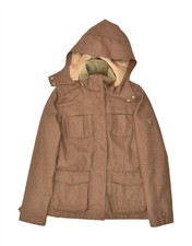 Timberland Womens Hooded Windbreaker Jacket Uk 10 Small Brown Polyester Bj79