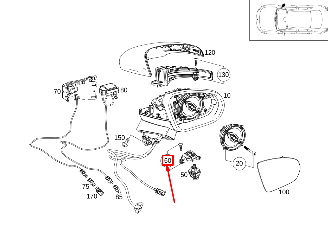 Neu MERCEDES-BENZ CLA C118 Rechtsspiegel-Kamerahalter A2328200201 Original