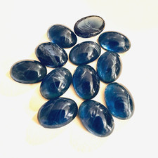 B235 Vintage glass cabochons 14x10mm oval blue "flawed" unfoiled 12 