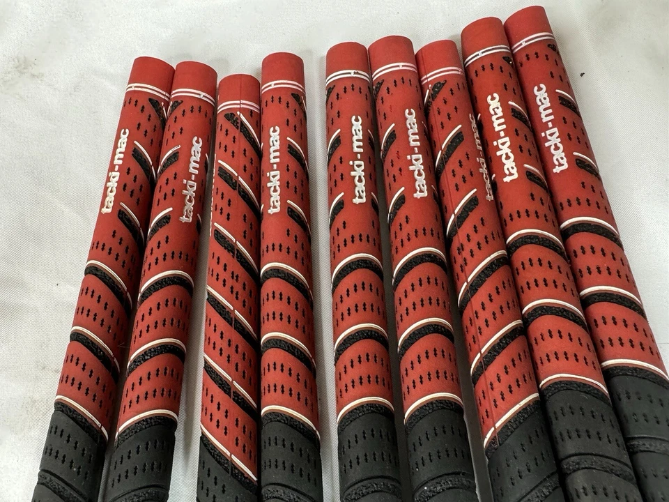 Empuñaduras de golf Tacki-mac doble moldeadas 10 pulgadas de largo rojas LOTE DE 9 Foto 3 de 4