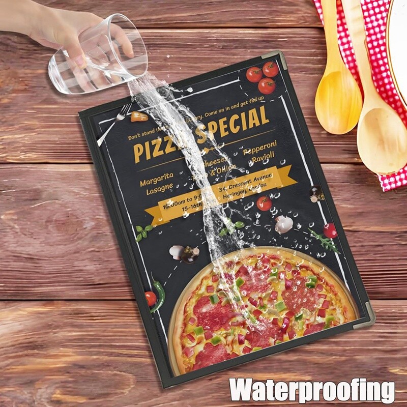 6PCS Menu Covers,Menu Holder 4 Page 8 View Transparent Restaurant