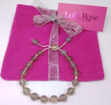 Lola Rose Bracelet Grey Cloudy Quartzite Gemstone Rose Gold Tone adjustable  L53