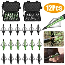 12Pcs Hunting Archery Broadheads 2" Dia 100 Grain Expandable Arrowheads 3 Blade