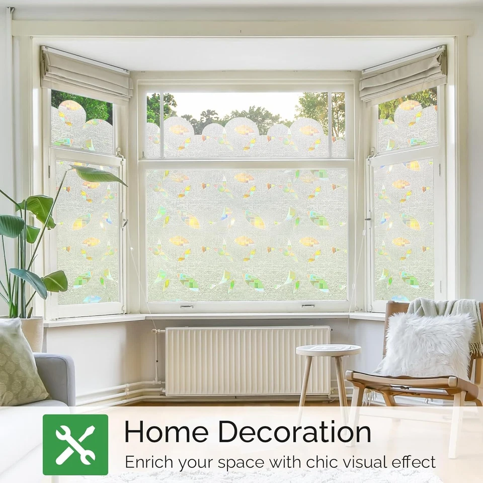 rabbitgoo Rainbow Frosted Window Film Privacy Stained Cling Static Glass Sticker - Image 4 of 4
