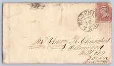 Memphis Tennessee TN 1860s Civil War Era Cover To Amory K Chambers Glenwood Iowa