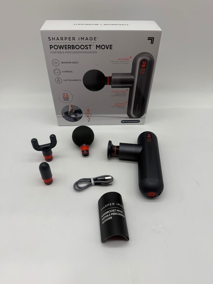 Sharper Image PowerBoost Move Portable Deep Tissue Massager for Travel  