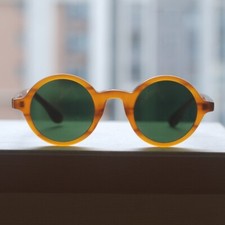 Round G15 green polarized sunglasses blonde acetate frame johnny depp glasses