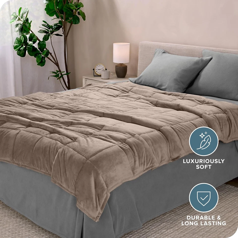 Manta con peso tamaño Queen 17Lb (60" X 80") para adultos - Vellón Minky - Premium Foto 4 de 4