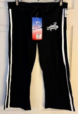 GK "TUMBLE" CAPRI PANTS SIZE LADIES MEDIUM COTTON/SPANDEX BLACK WHITE TRIM SZ M