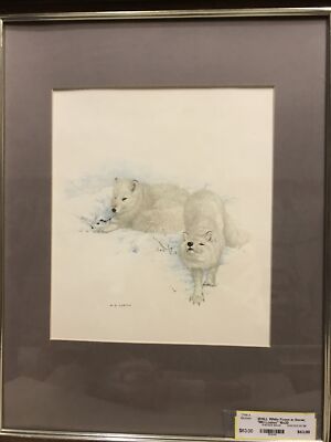 PRICEDROP! White Foxes In Snow By Martin Glen Loates - Signed. In Original Frame