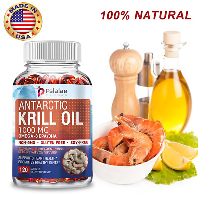 Antarctic Krill Oil 1000mg-Heart & Brain Health - Omega-3, EPA, DHA, Astaxanthin