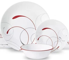 Corelle 12 piece Vitrelle Glass Splendor Round Dinnerware Set Service for 4