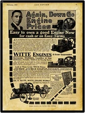 1916 Witte Engine Works Gas Engines New Metal Sign: LARGE SIZE 12 x 16