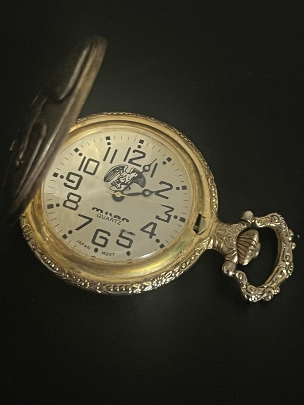 Milan Quartz Eagle Pocket Watch in Silver Tone - Untested- (WATCH ONLY)